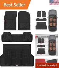 Odorless Heavy Duty Black Rubber Car Floor Mats & Cargo Liners Full Set for SUVs