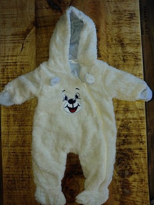 Baby Fleeceoverall mit Teddyfell, Cremefarben, Grösse 50/56 von der Marke: Ergee