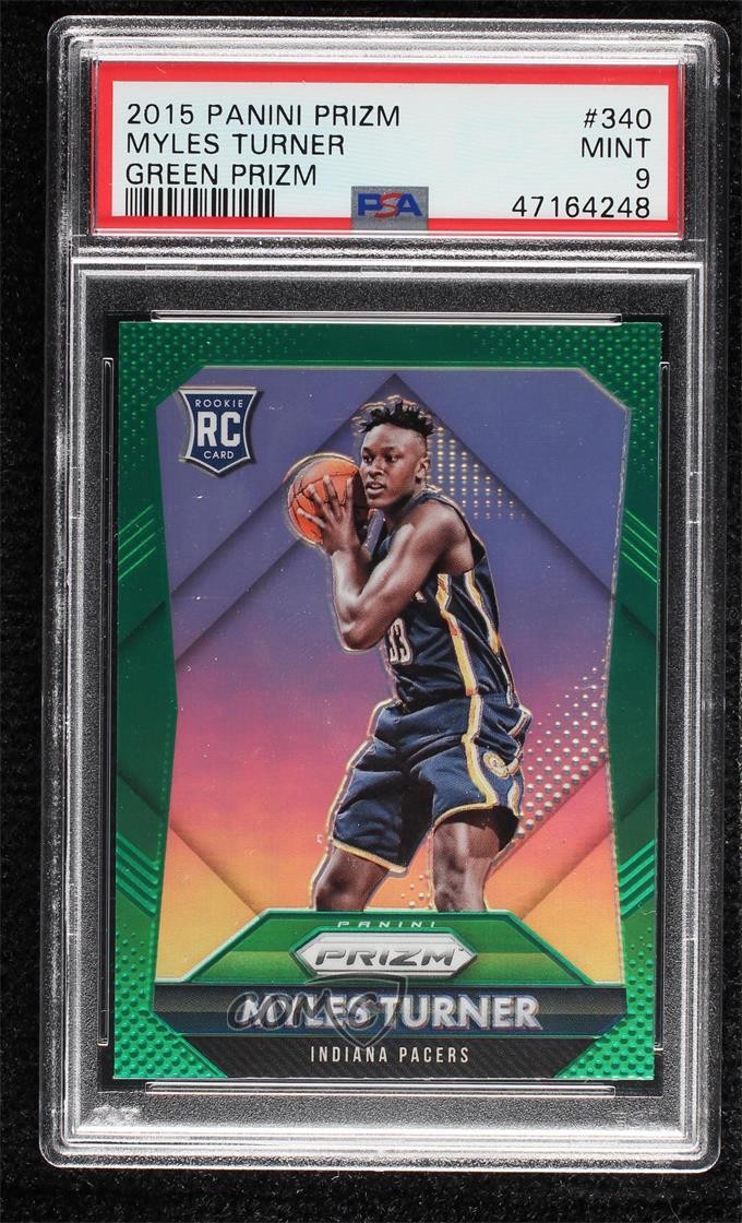 2015-16 Panini Prizm Rookies Green Myles Turner #340 PSA 9 MINT Rookie RC 1s6