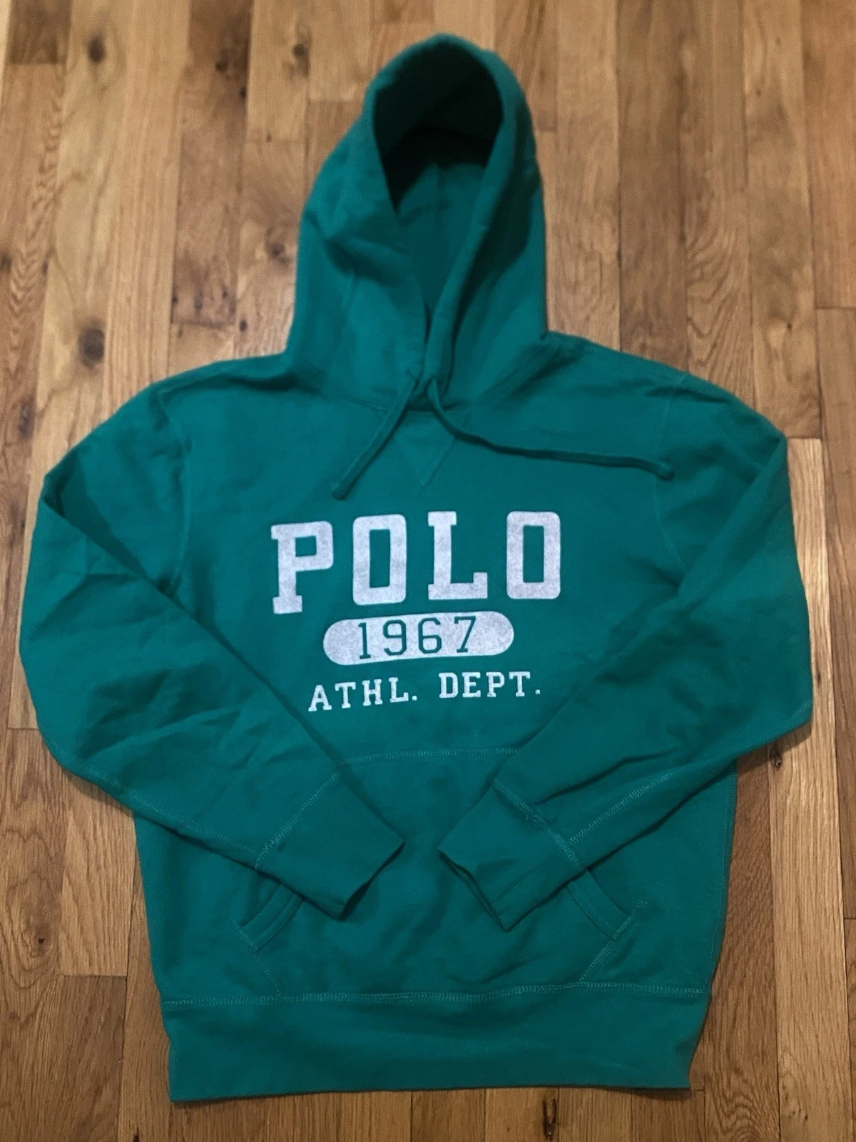 Polo Ralph Lauren Hoodie Mens Small Green 1967 Athletic Dept Sweatshirt Preppy