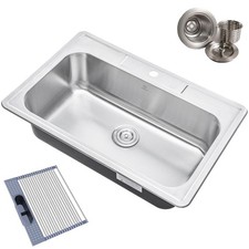 33 x 22 x 9 Inch Top-mount/Drop-in Stainless Steel Single Bowl Kitchen Sink w...