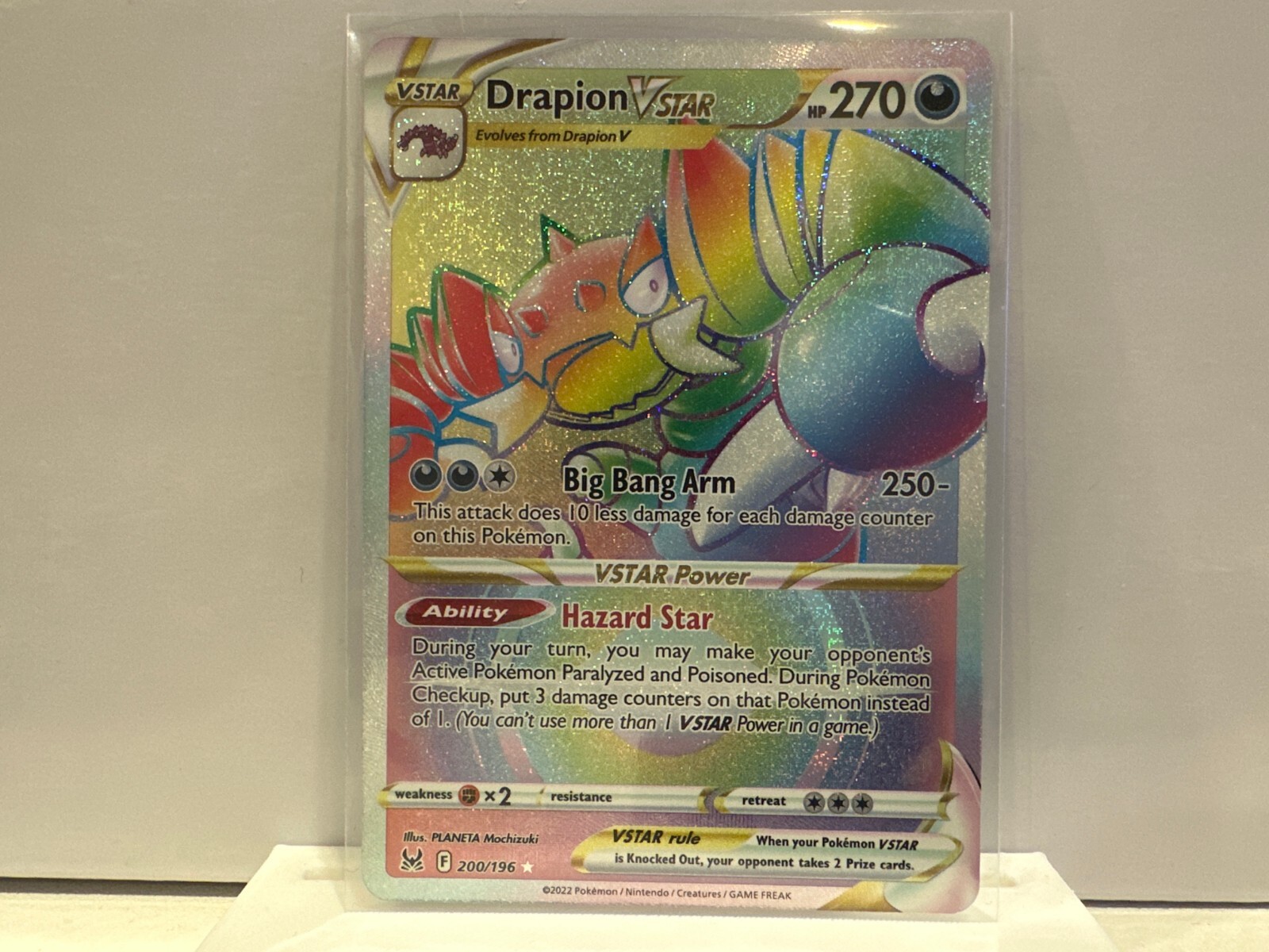 Pokemon Lost Origin Drapion VSTAR Secret Rare Card 200/196 NM 0910 #45
