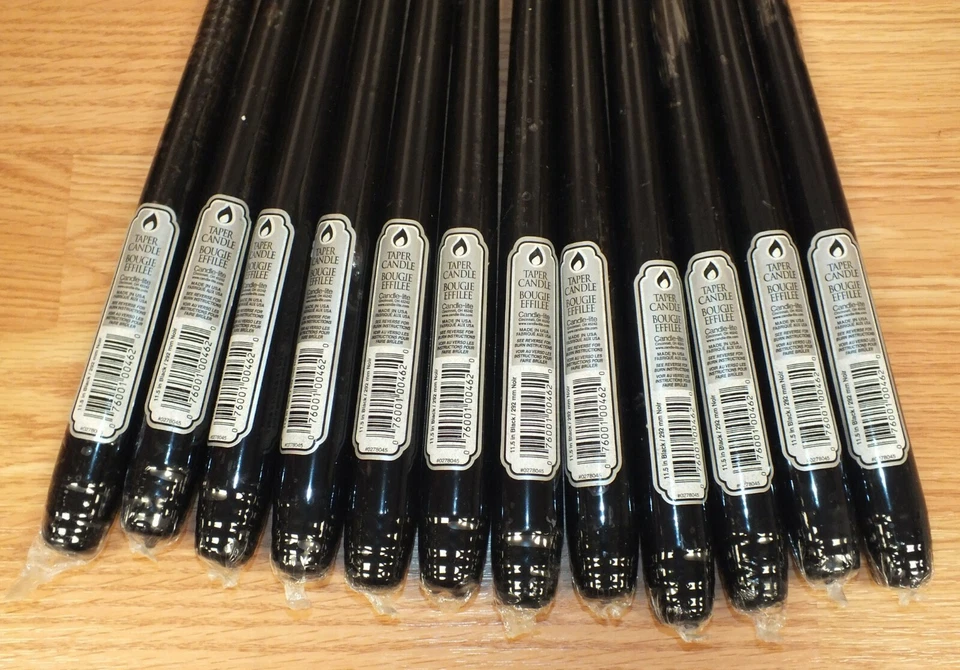 Lote de 12 velas cónicas Bougie Effile Candle-Lite EE. UU. 11,5" velas negras *LEER* Foto 2 de 4