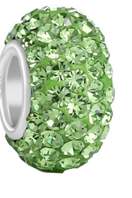 Amanda Blu Silver Tone Peridot Pave Crystal Bling Charm ONLY B286