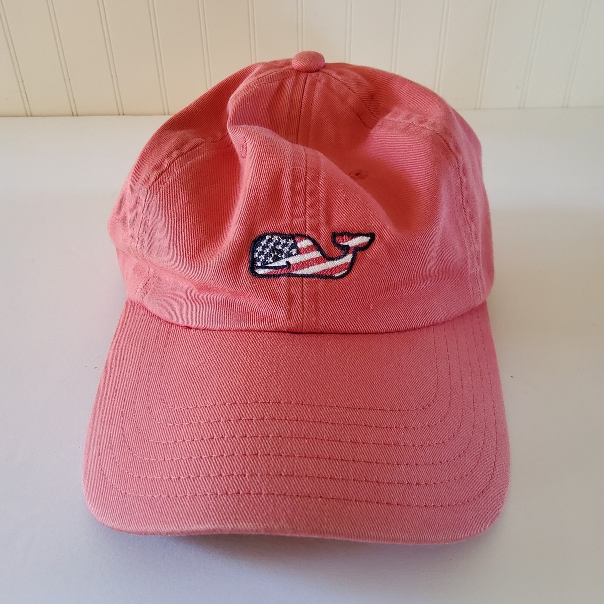 Vineyard Vines Pink Salmon USA Flag Whale Embroidered  display picture 1