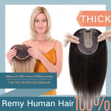Topper 100 Human REMY Hair Top Toupee Piece Clip in Wig Brown Blonde Hairpiece