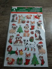 Christmas Holiday Puffy Dog  Stickers  24 Stickers-New-SHIPS N 24 HOURS