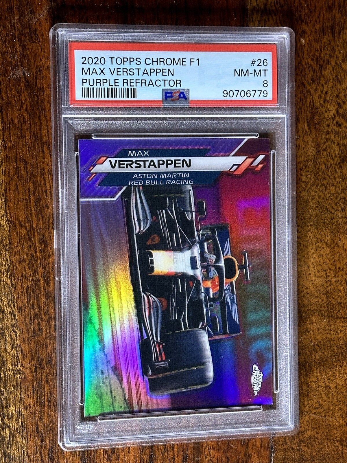 2020 TOPPS CHROME FORMULA 1 MAX VERSTAPPEN #26 PURPLE REFRACTOR /399 PSA 8 F1