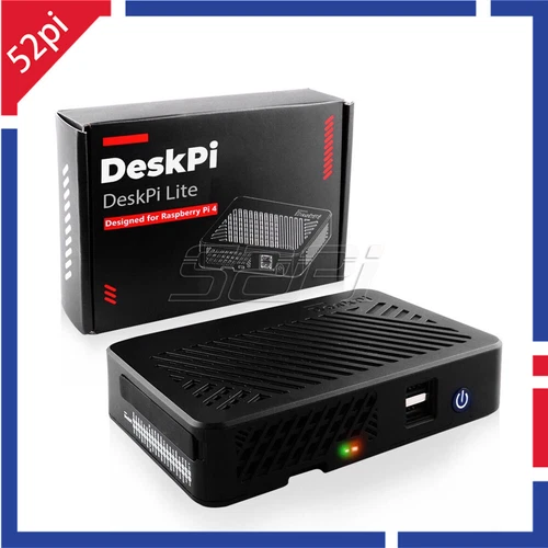 DeskPi Lite Case with Power Button Heatsink PWM Fan HDMI USB for Raspberry Pi 4B