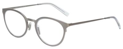 Eyebob Jim Dandy Unisex Round Designer Reading Glasses Satin Silver Crystal 50mm