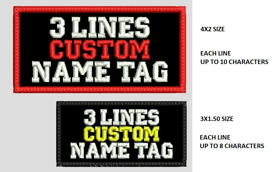 Etiqueta de nome bordada personalizada 3 linhas, frete rápido, vendedor dos eua - Imagem 2 de 4