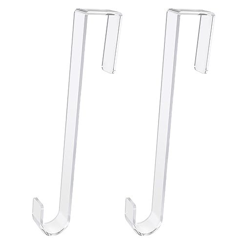 12 Inch Clear Wreath Hanger Set of 2 No-Scratch Over Door Hooks