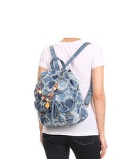 Paris Blue Jean Travel Adjustable Backpack With(detachable) Charms!