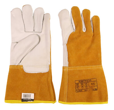 WIG-Schweißhandschuhe Portwest Ultra Gr. 9-10 Stulpen Glattleder weiß Spaltleder
