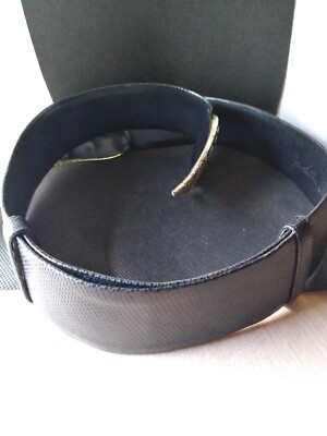 JUDITH LEIBER Vintage Black Lizard Belt with Large Gold Belt  display picture 1