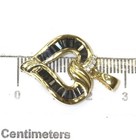 10k yellow gold .02ct SI2 H diamond heart sapphire pendant charm 3.1g estate  — photo 4