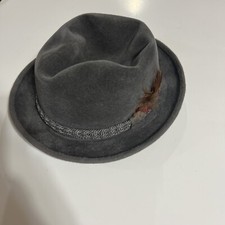 Vintage 80s The Sovereign Stetson Heritage Fedora Hat gray Size 7 With Box