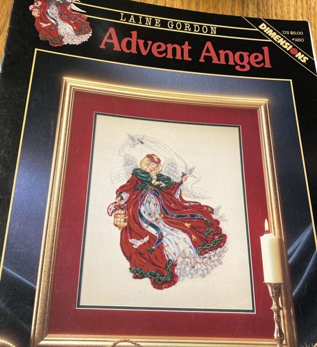 Adventsengel Kreuzstichmuster Faltblatt Maße 1996 Vintage Laine Gordon