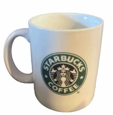 STARBUCKS 7.8 oz  Coffee Mug Cup White with Green Mermaid Logo