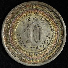 1945 MEXICO 10 CENTAVOS SUPER TONE  XF E385 T