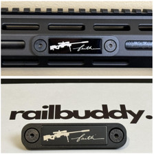 custom Rail Cover. laser engraving Stainless Steel M-Lok "Gun Faith