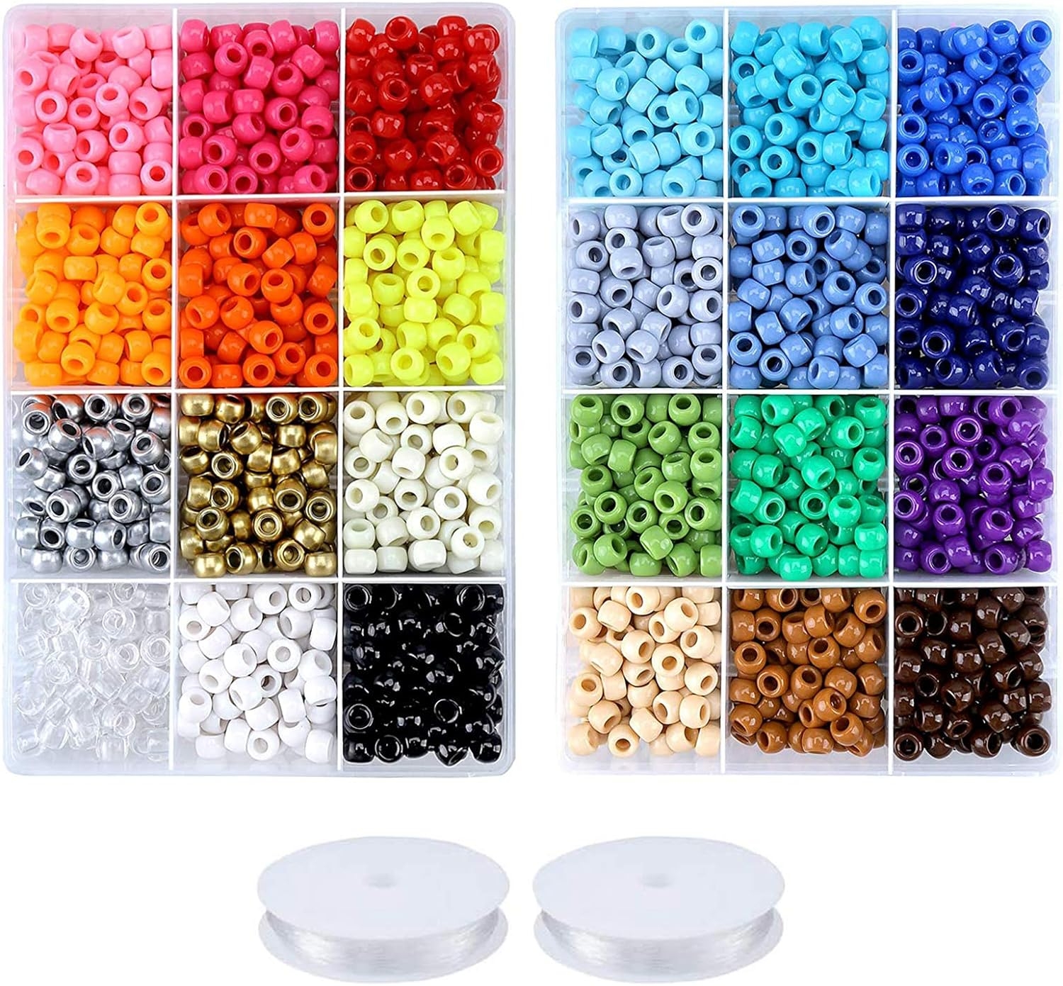 Rainbow 9mm Pony Beads Bracelet Making Kit with Small Loose Beads