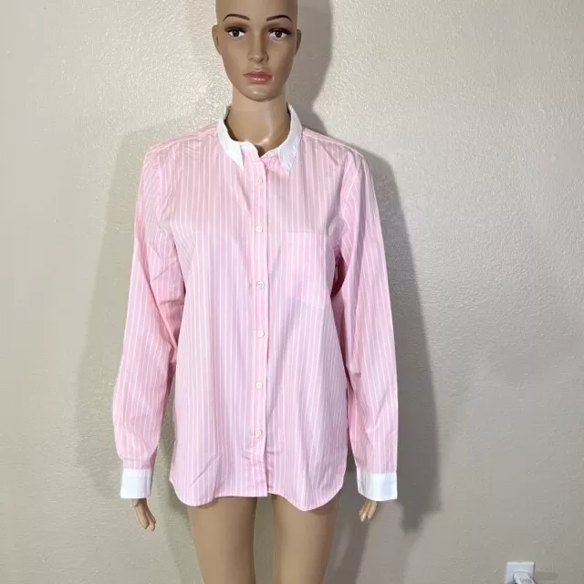J. Crew Marie Marot 8 Womens Pin White Cotton Long Sleeve Button