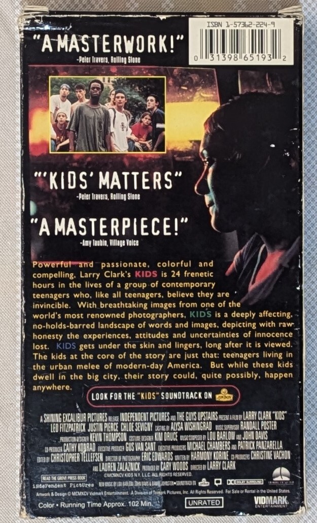 KIDS (VHS, 1995) Vidmark ~ Larry Clark ~ HTF Teen Cult KIDS (VHS, 1995) Vidmark ~ Larry Clark ~ HTF Teen Cult