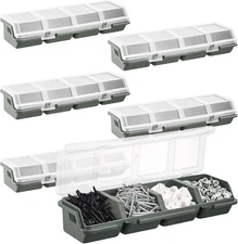 6Pcs Screw Organizer Storage Bins with Lids - Plastic Stackable Hardware Box