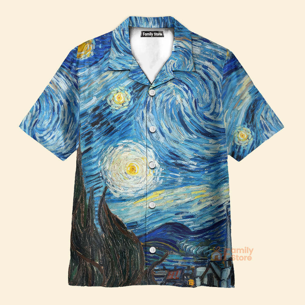 Retro Van Gogh The Starry Night   Hawaiian Shirt