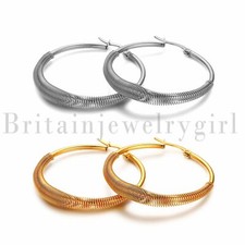 2pcs Large 35mm Hoop Huggie Stainless Steel Earrings for Women Ladies Girls