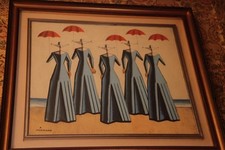 Pietro Morando - Suorine al mare con ombrello - anni 60