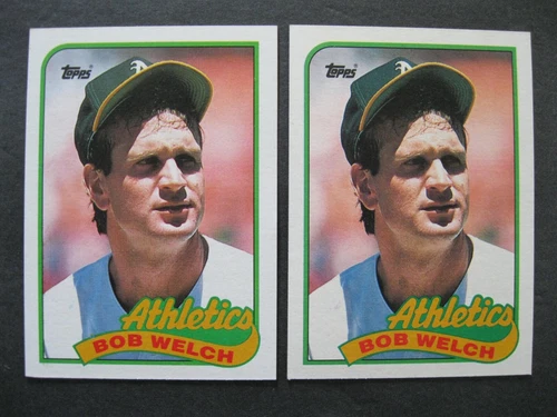 1989 Topps Error & Corrected Baseball Card #605 Bob Welch of Oakland Athletics