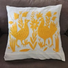 Otomi pillow sham Mexican Hand-Embroidered Pillow Sham with Otomi-Style Flora & Fauna — listing 4