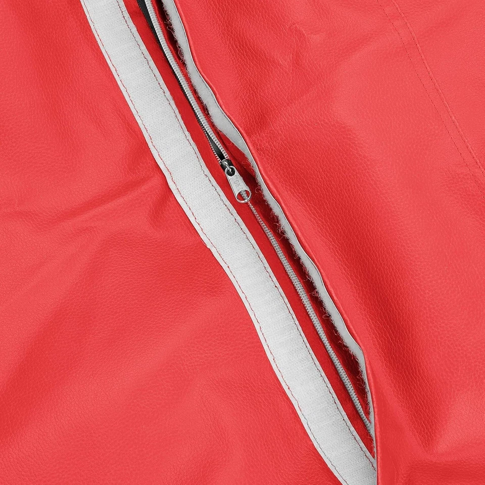 Funda Sofá Silla Bean Bag Redonda Imitación Cuero Talla XXXL (Sin Frijoles) Rojo Foto 4 de 4