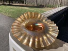 Fenton Jack in the Pulpit Vaseline Carnival Glass Hat Vase / Blackberry Spray