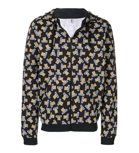 Moschino intimo orsacchiotto nero con cappuccio e zip