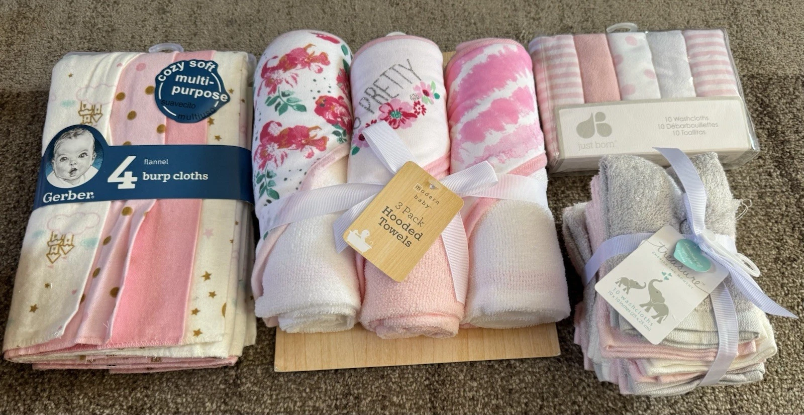 *BRAND NEW*Baby Girl Towels/burp Clothes/wash Clothes