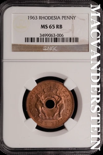 Rhodesia: 1963 Penny - NGC MS 65 RB - Brilliant Uncirculated  #SLi379