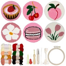 Punch Needle Kit for Beginners Adults Kids, 6 Pattern Embroidery Punch Needle...