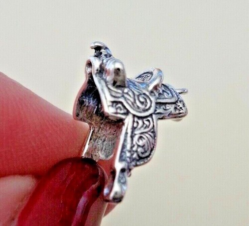3D 15x18mm very detailed Western Saddle Tack Sterling Silver Charm