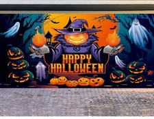 7 x 16 ft Halloween Garage Door Cover Decorations Frankenstein scary 109