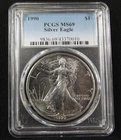 U.S. Mint 1990 American Silver Eagle 1 oz PCGS MS 69 BLUE LABEL 0526EB (E