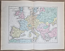 Carte de l'Europe Occidentale de 1492 à 1519 de J.C. Dufour, 1877