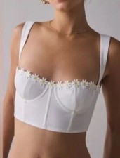 NEW Out From Under Corset Top Size S Floral Daisy Gillian White Festival NWT