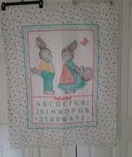Vintage Child's Blanket 1980's Country Cottage Crib Blanket Quilt / Wall Hanging