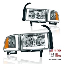 LED DRL Headlight Assembly, Headlights Chrome Housing Amber Reflector upgraded