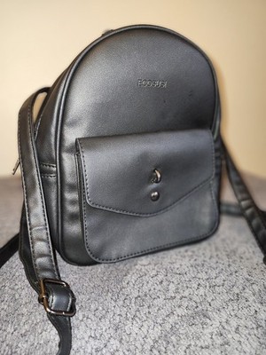 Ecosusi Black Mini Backpack Purse Faux Leather Small Convertible Fashion Bag