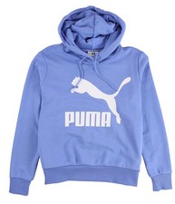 Puma Womens Classics Logo Hoodie Sweatshirt, Blue, Small