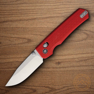 REMETTE Aurora Folding Knife 3'' Satin 14C28N Sandvik Steel Blade Red G10 Handle